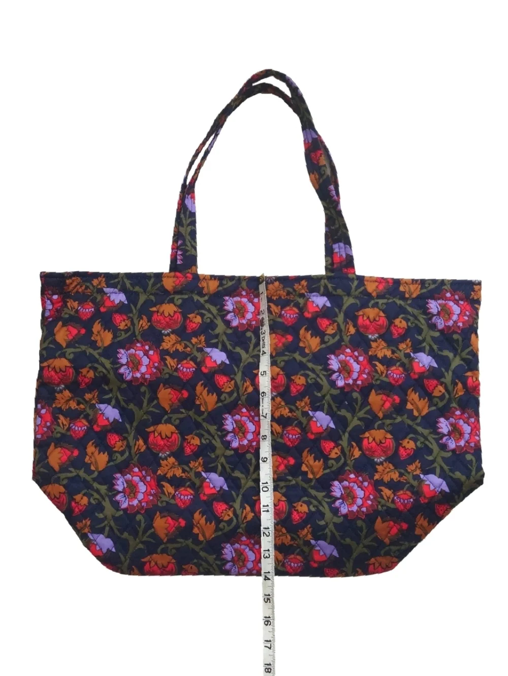 VERA BRADLEY Marston Grand Tote Bag Quilted Cotton Midnight Garden Vines